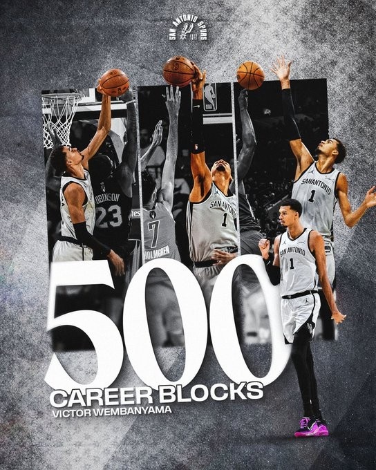 竞彩-文班亚马生涯盖帽数达到500 历史第二年轻&amp;143场历史第四快